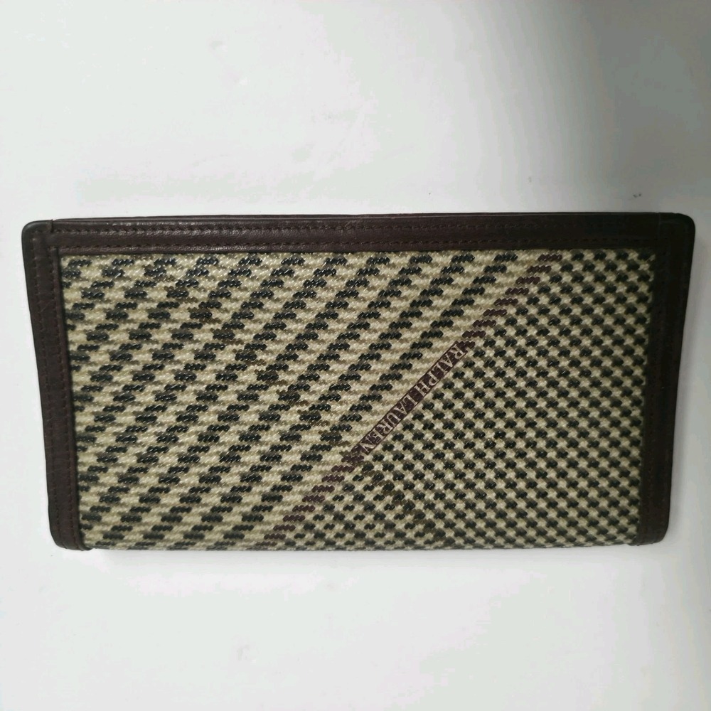 Vintage Polo Ralph Lauren Houndstooth Long Folding Card Wallet Checkbook Men